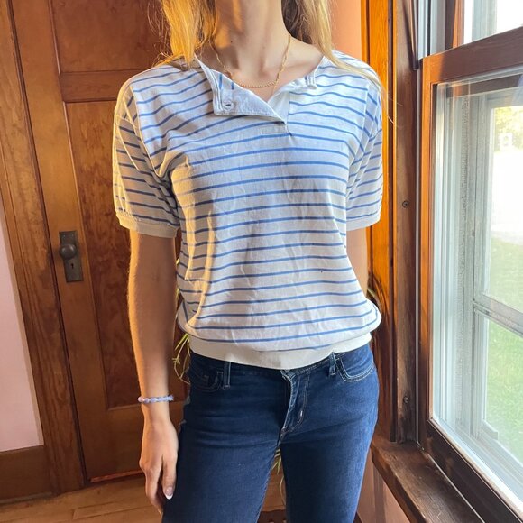 Chesterfield Tops - Vintage 80s Chesterfield Striped Knit Top Retro Tennis Coastal Grandma Old Money